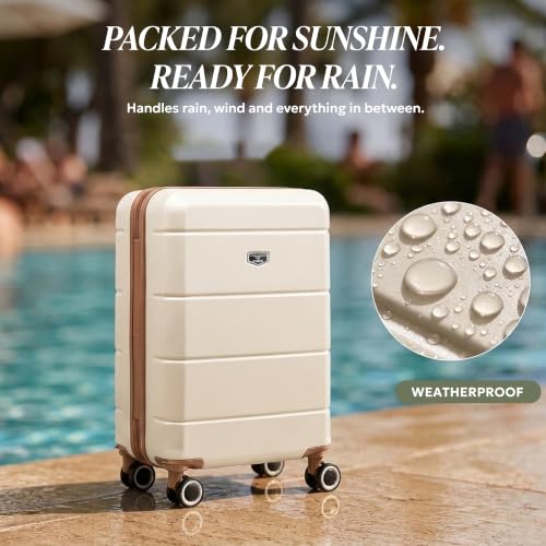 Thumbnail 8 de LUGG Jetset 40cm Underseat Suitcase (Cream/Brown) – ABS Hard Shell, Lightweight Cabin Luggage