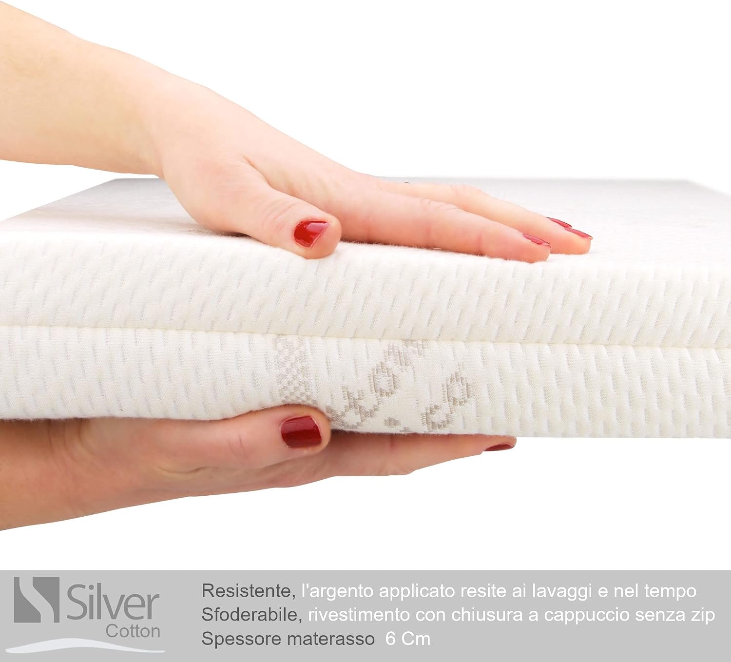 Detalle de Babysanity Materasso Next To Me Sfoderabile Antisoffoco con Silver AG+ EN16890:2017