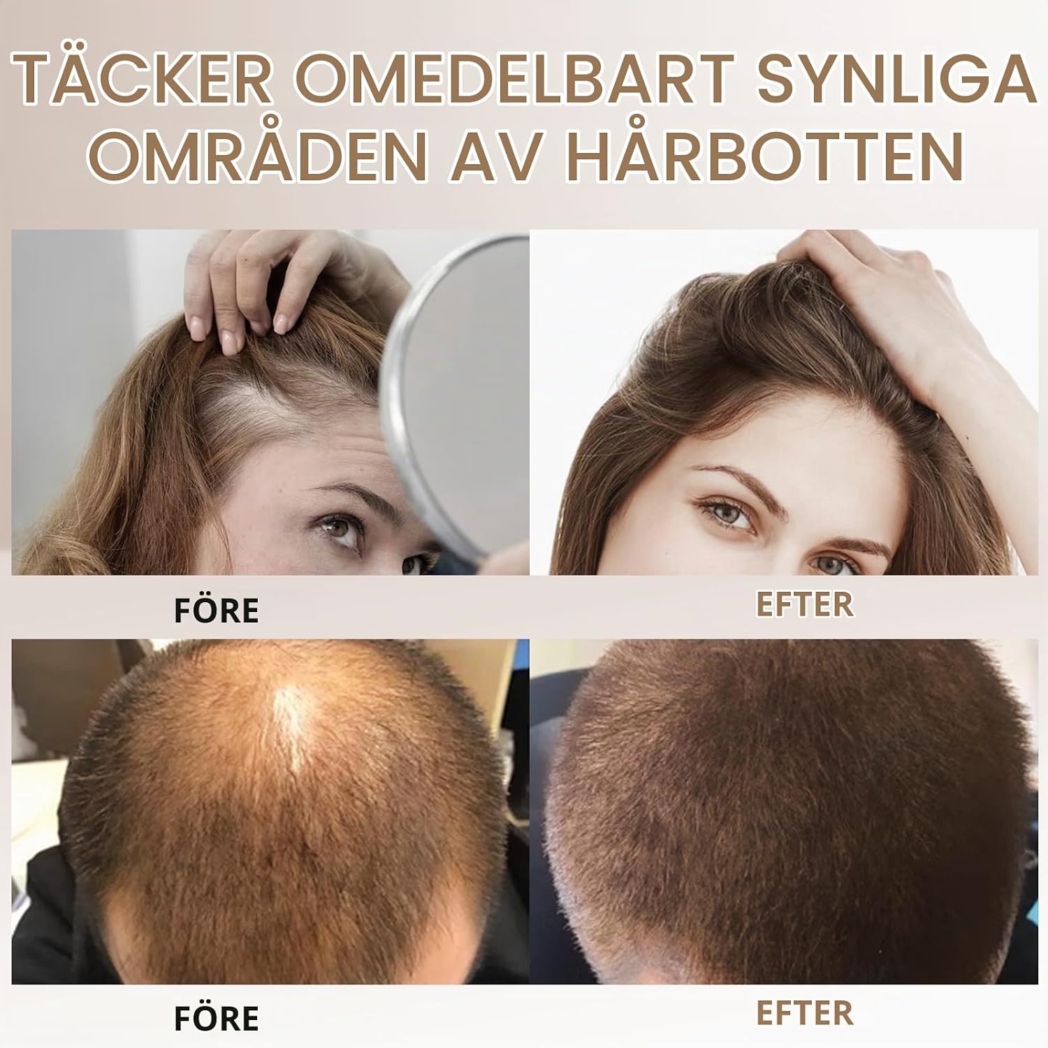 Detalle 2 de zoxpm hårpulver 4 g, kaffebrunt – för hårrötter och tunnare hår
