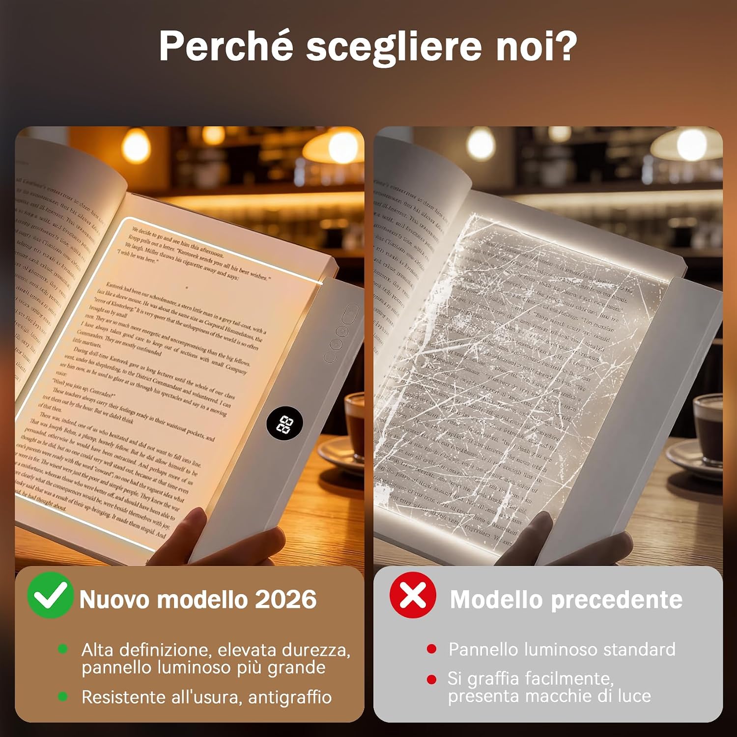 Detalle de CMINGKEJI LED HD Pannello Luce da Lettura: Luce diffusa, protezione oculare e autonomia in una lampada da libro