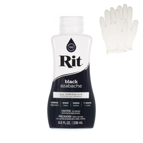 Detalle de Rit Dye – Liquid Fabric Dye by Craft County (8 oz, Black) with Gloves Included