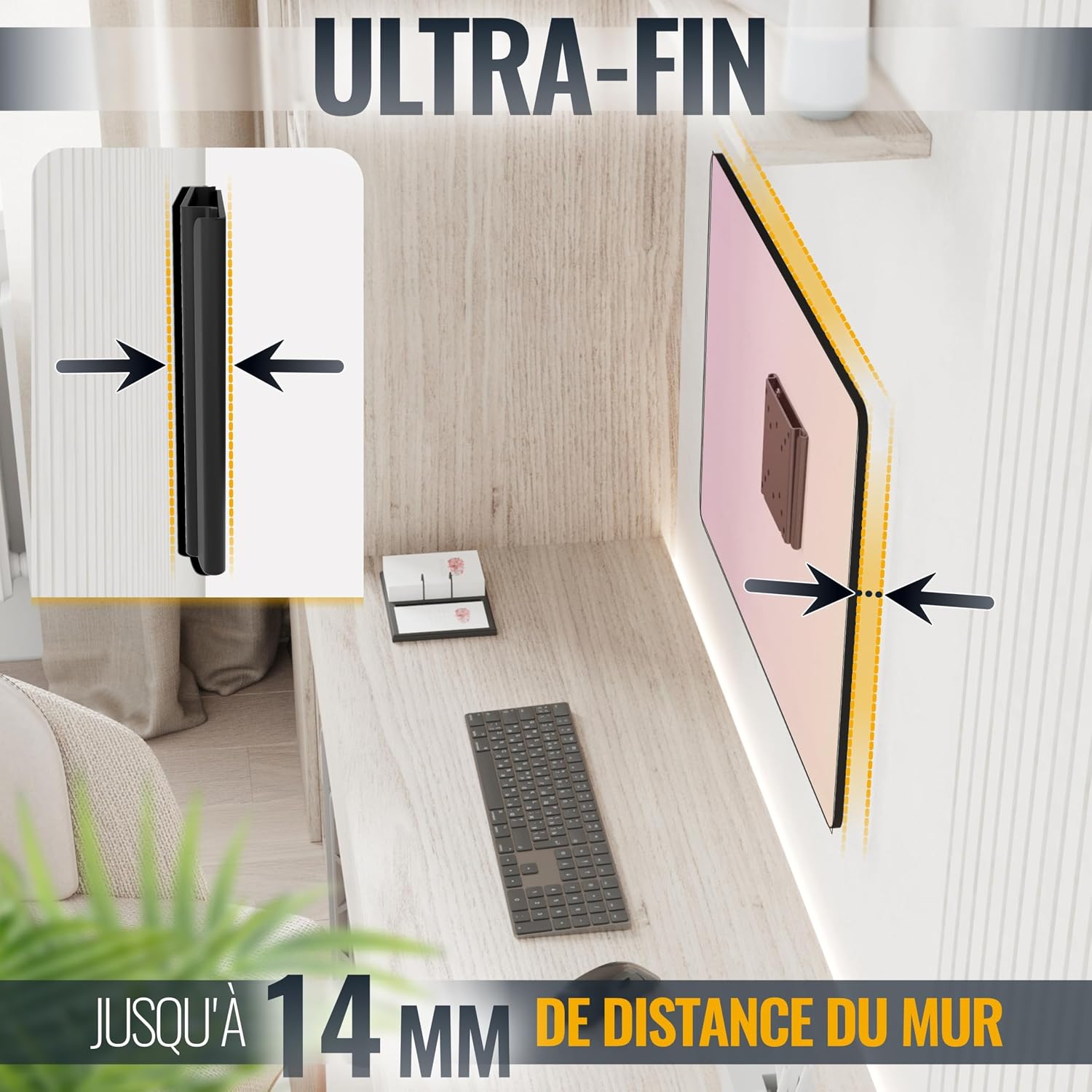 Detalle 2 de RICOO F0311 Support mural ultra-slim 13-32 pouces