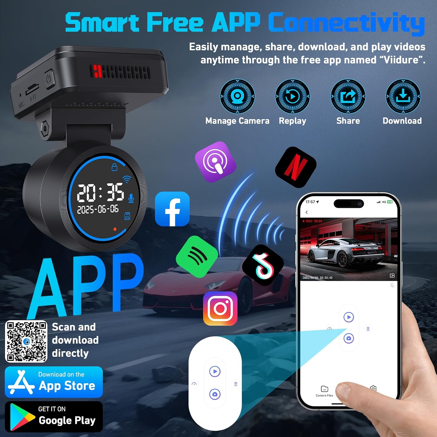 Detalle 2 de Dash Cam Front 4K 170° Wide Angle Dash Camera