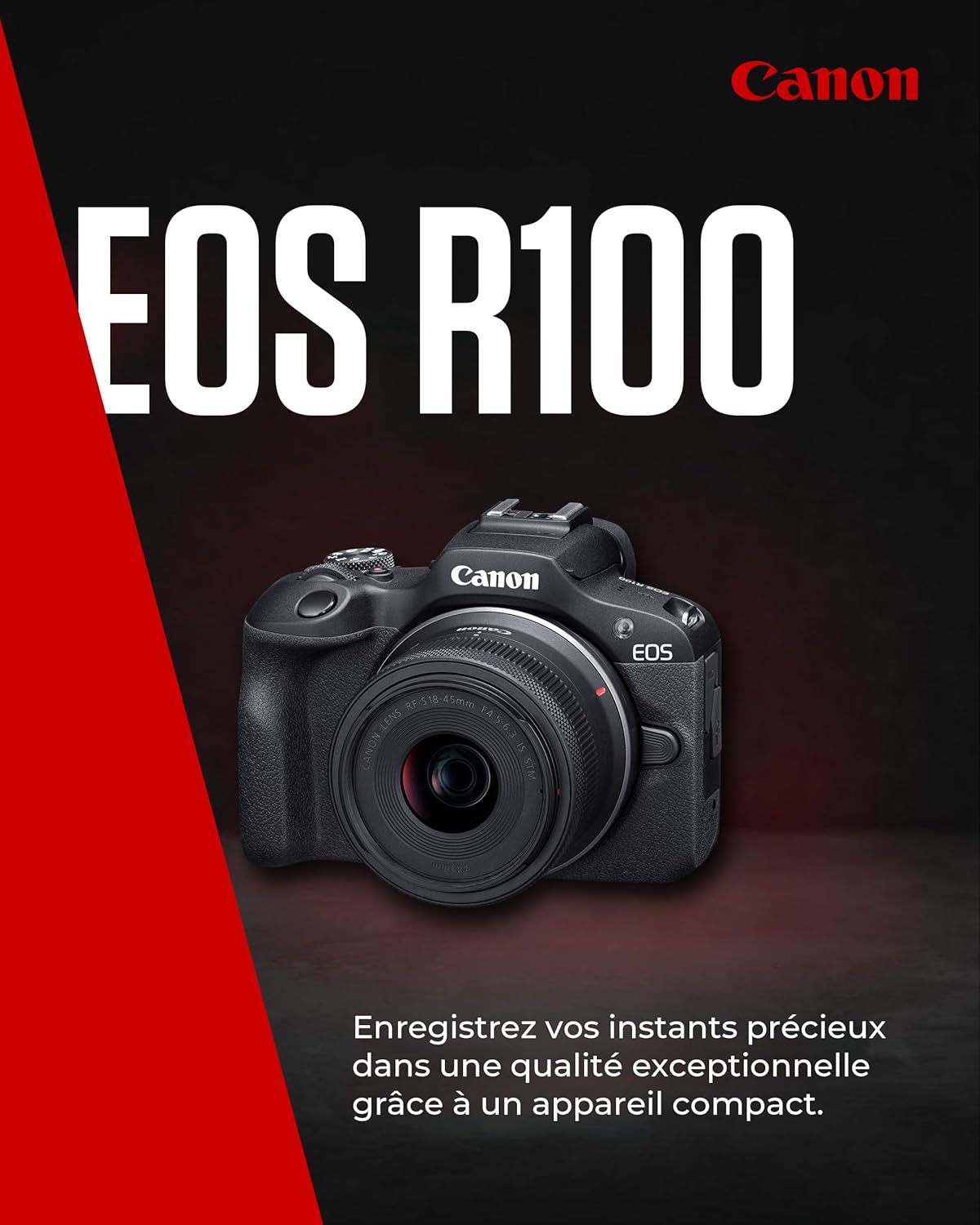 Thumbnail 1 de Canon EOS R100 — Appareil photo hybride compact à capteur APS-C stabilisé (24 MP) et 4K