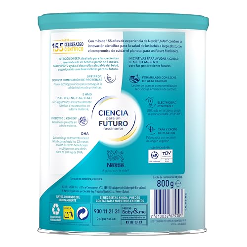 Detalle de NAN OPTIPRO 2 leche de continuación en polvo (3 botes de 800 g) Nestlé
