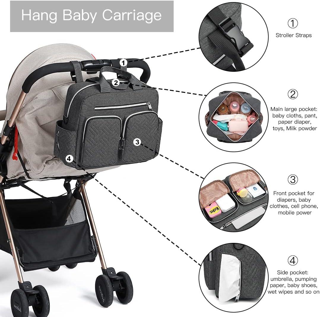 Thumbnail 3 de Kono Baby Changing Bag: Multifunction Nappy Bag with Insulated Pockets and Stroller Straps
