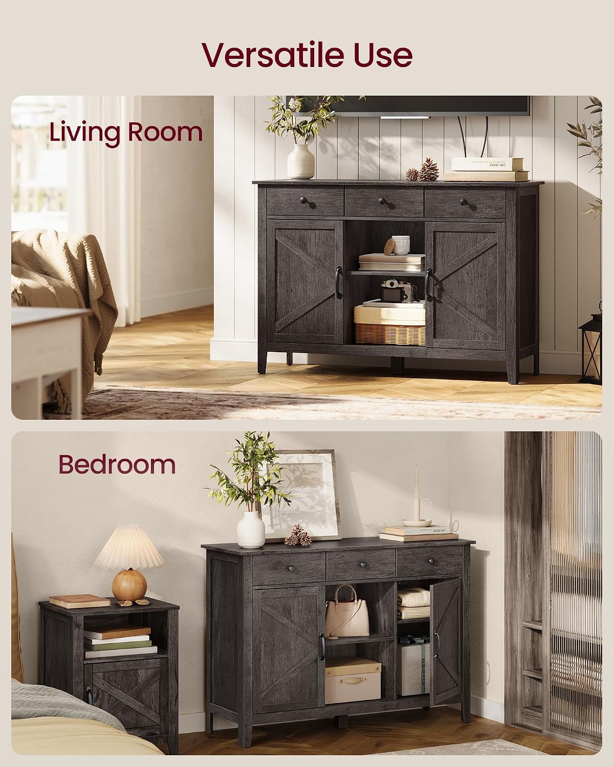 Thumbnail 6 de VASAGLE Buffet Cabinet, Antique Charcoal
