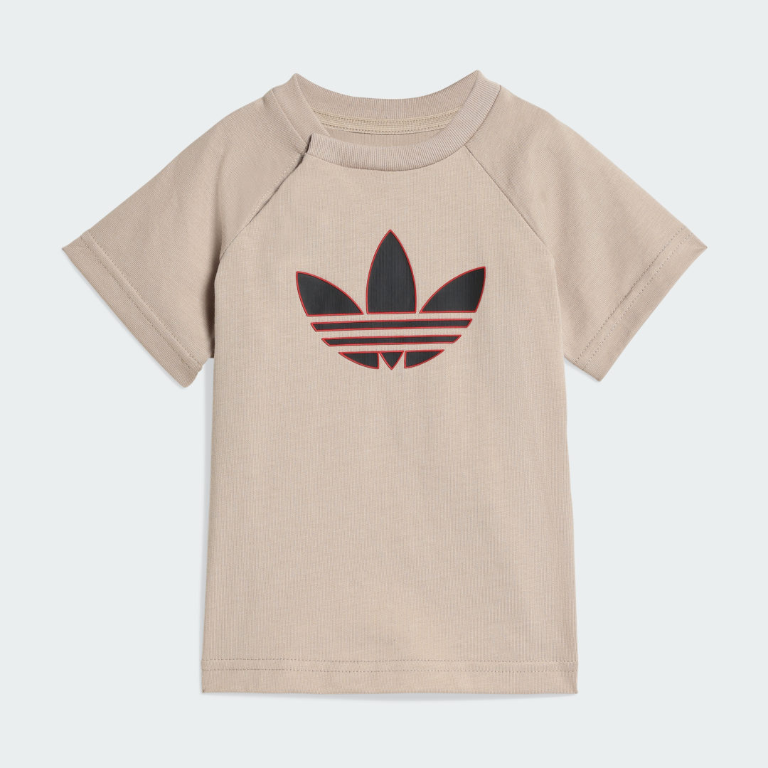 Thumbnail 1 de Adidas conjunto Trefoil de camiseta y pantalón corto beige