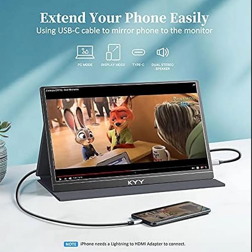 Thumbnail 9 de KYY Portable Monitor 15.6" 1080P: Slim, versatile screen extender with cover