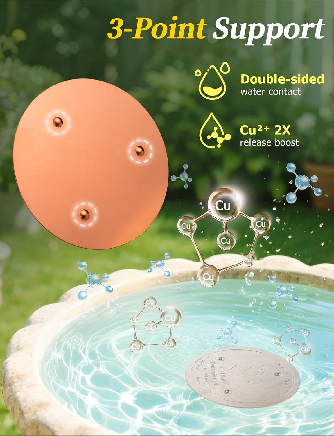 Detalle 2 de Mellbree 2PCS Bird Bath Copper Disk – 99.99% Pure Copper, 0.6mm Thick