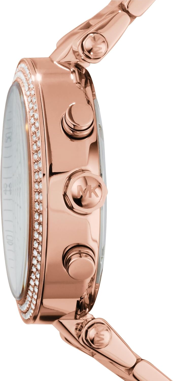 Detalle 2 de Michael Kors Parker Damenuhr – Quarz-Chronograph mit Edelstahl- oder PVC-Armband