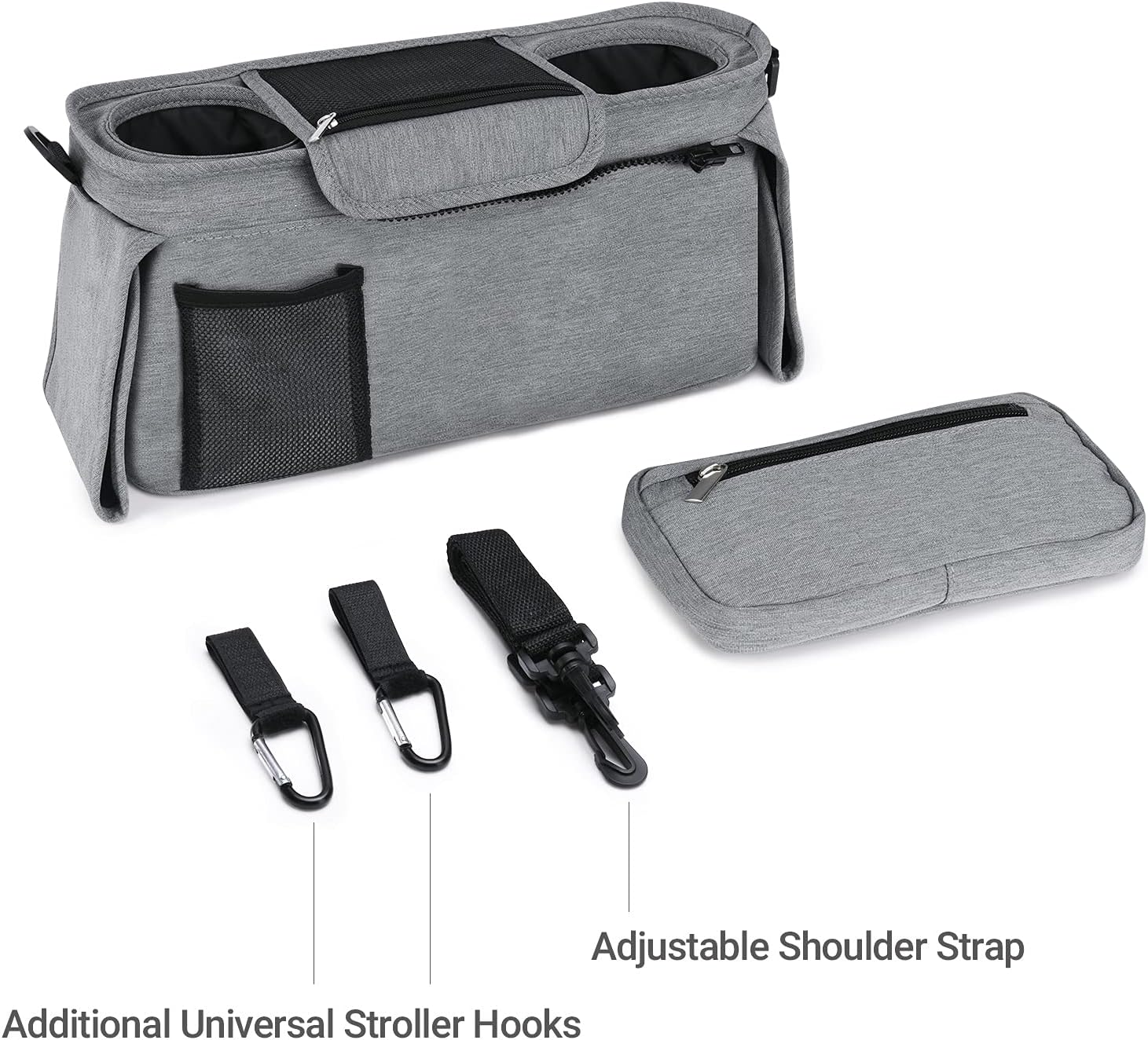 Thumbnail 3 de Momcozy Organizer universale per passeggino con porta bevande, tasca con cerniera e spazi ampi per pannolini e telefoni