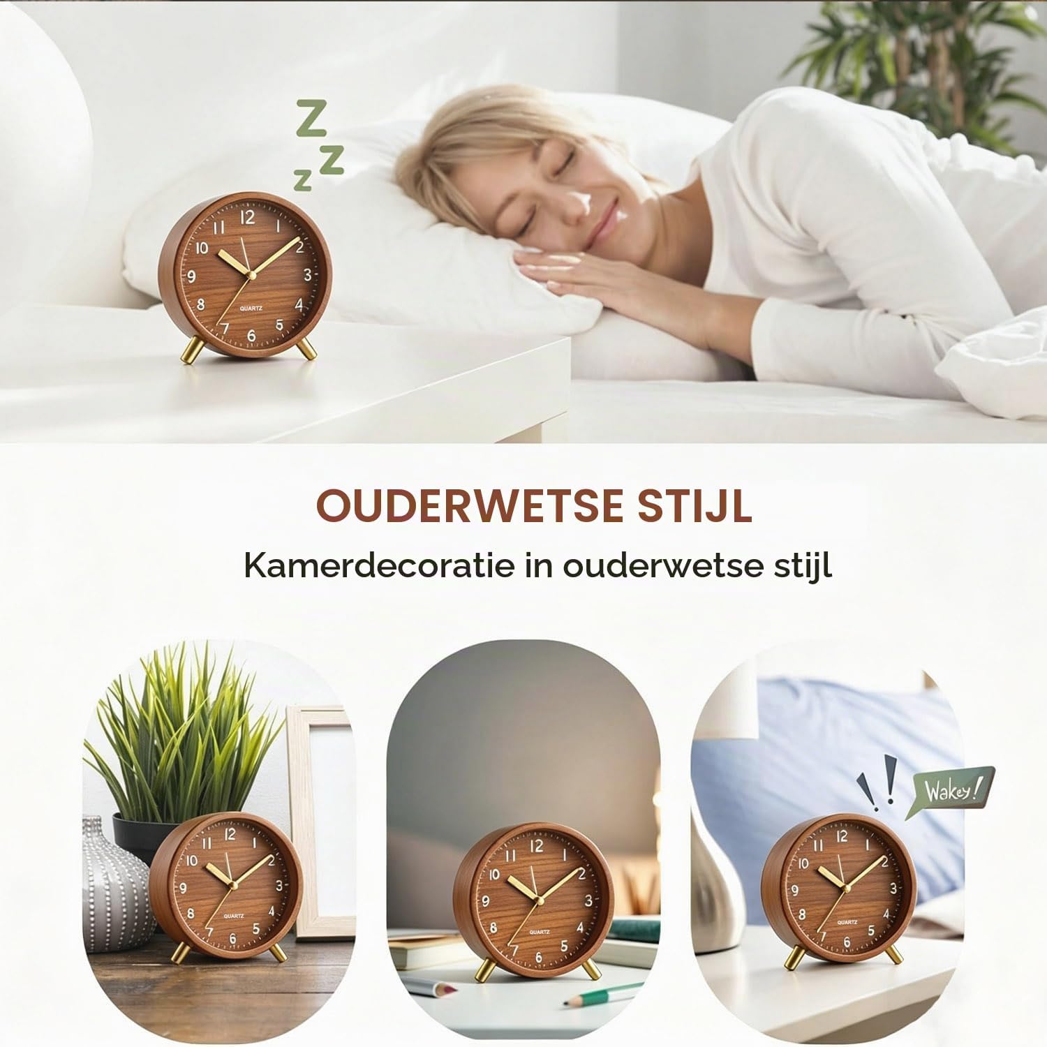 Detalle de Azxb Azxb-alarm clock analoge wekker met stille werking en nachtlampje