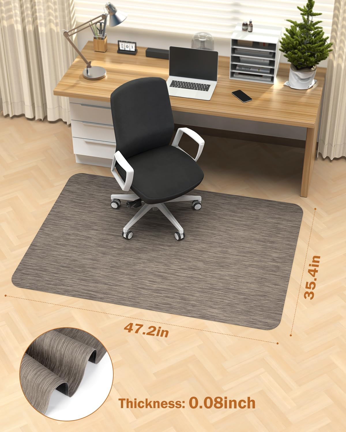 Thumbnail 6 de Blvornl Office Chair Mat, 35.4" x 47.2" PVC Hard Floor Protector, Dark Brown