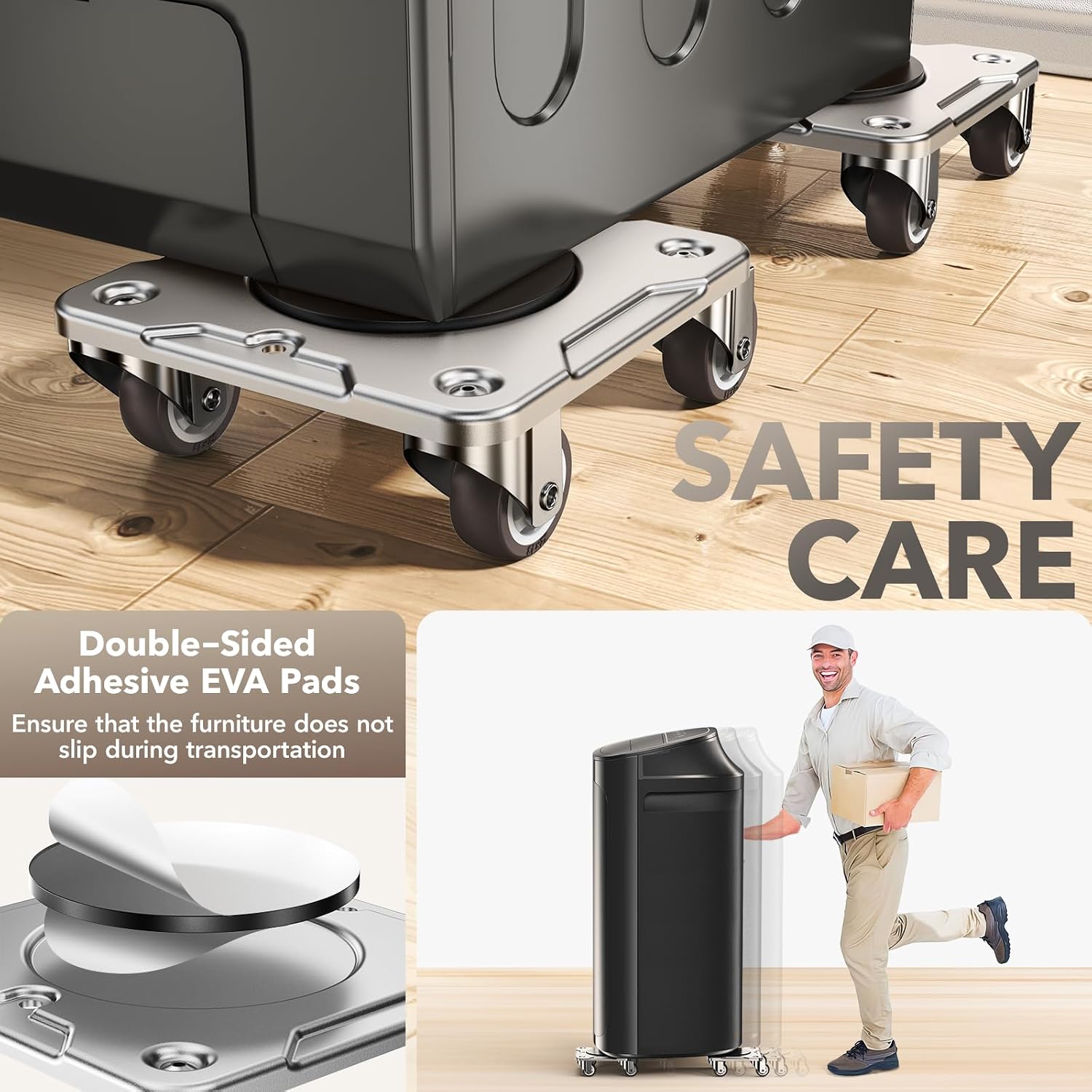 Detalle de WOUOW Kit Spostamento Mobili con Funzione Parking – Carrello per Mobili Pesanti 500 kg