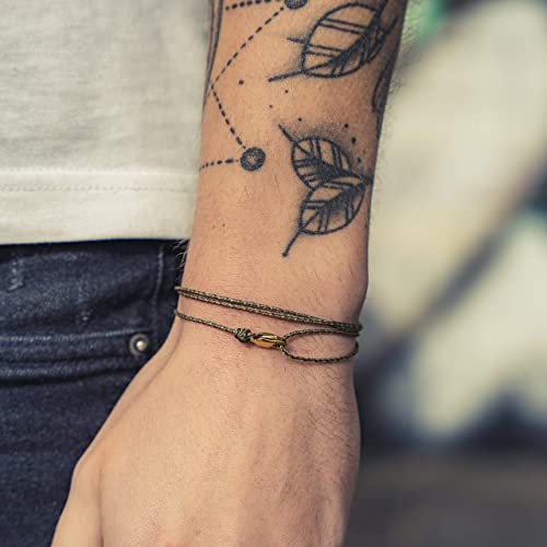 Detalle 2 de Bracelet Fin Made by Nami – Mousqueton artisanal, réglable et 100% étanche (Beige/Olive Or)