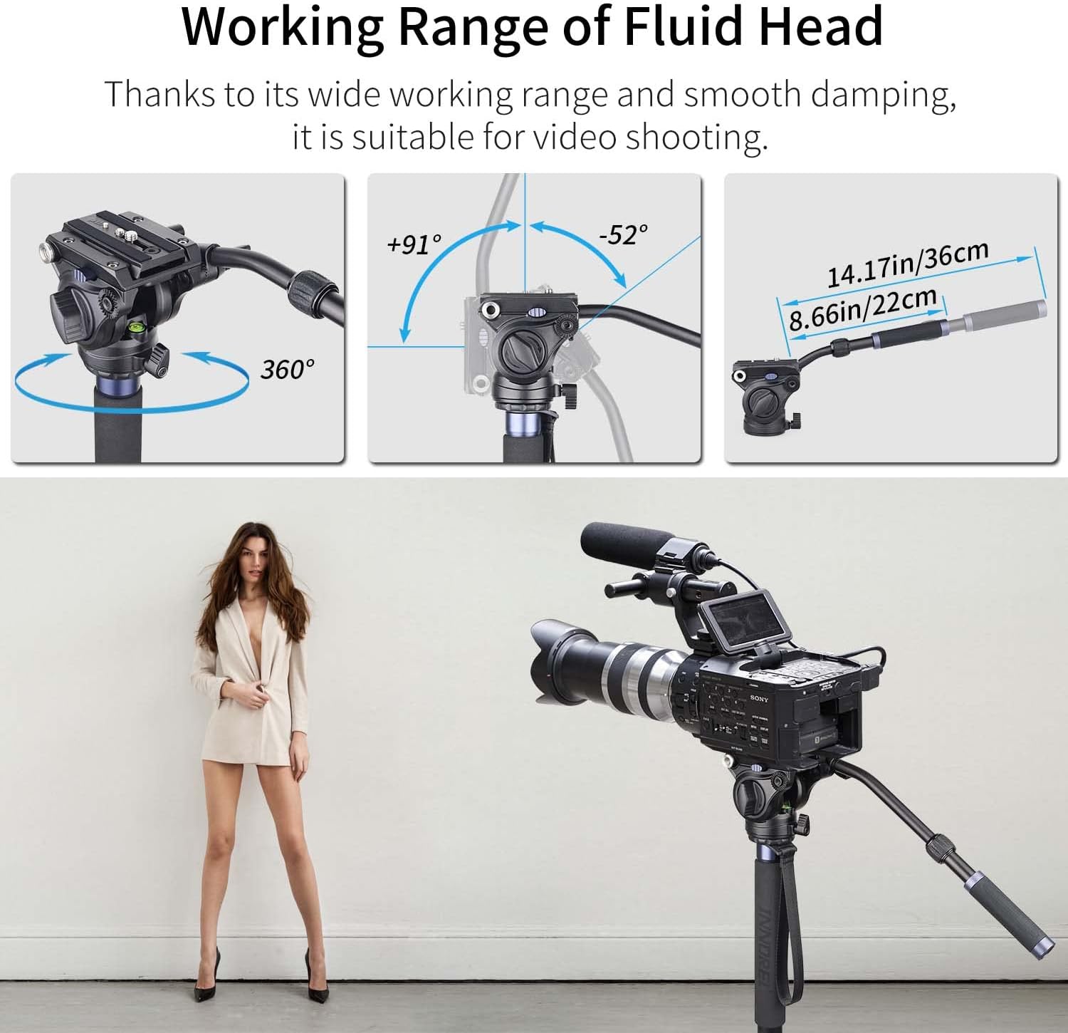 Thumbnail 1 de INNOREL VM70K Professional Video Monopod & F60 Fluid Head Kit (with bag)