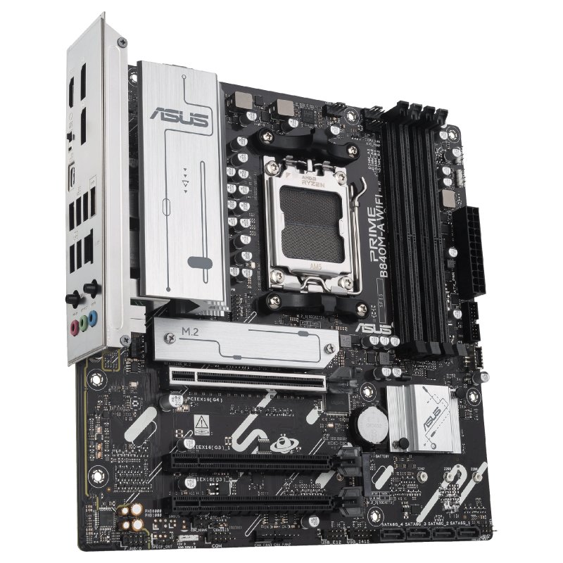 Detalle de ASUS PRIME B840M-A WIFI: placa base micro-ATX para Ryzen 9000 con conectividad IA