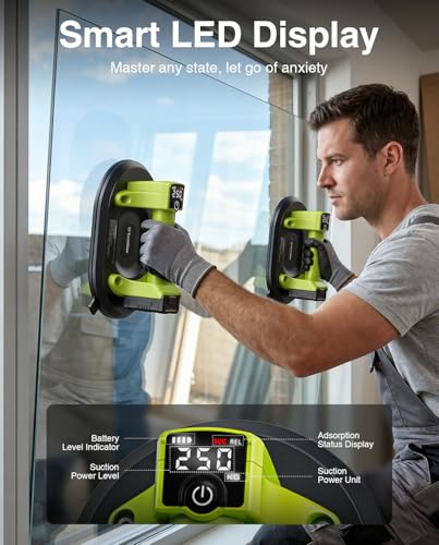 Detalle de Taskstar Ventouse Carrelage Électrique 25 cm — Lift sans Fil avec Écran LCD et 250 kg