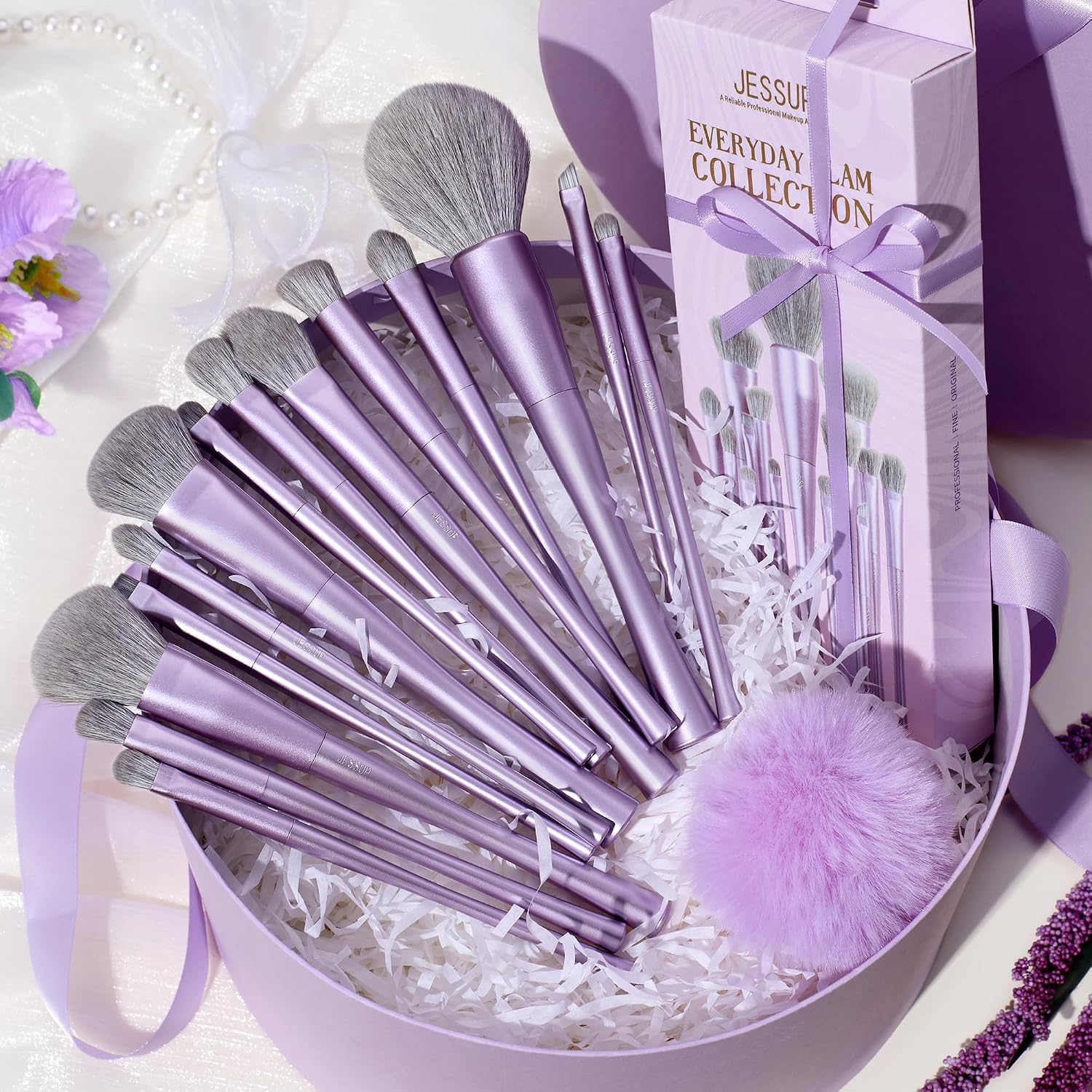 Detalle 2 de Jessup Pennelli Makeup Up Set 14 pezzi: pennelli vegani di lusso per viso e occhi
