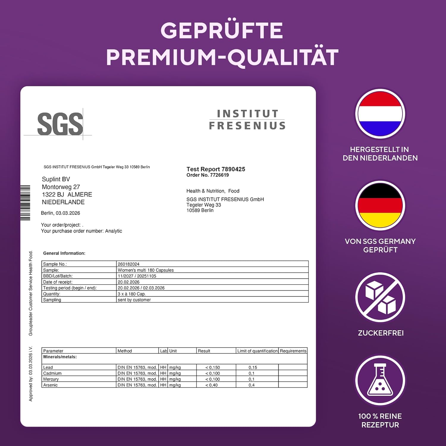 Detalle 2 de SUPLINT Multivitamin 180 Kapseln für Frauen