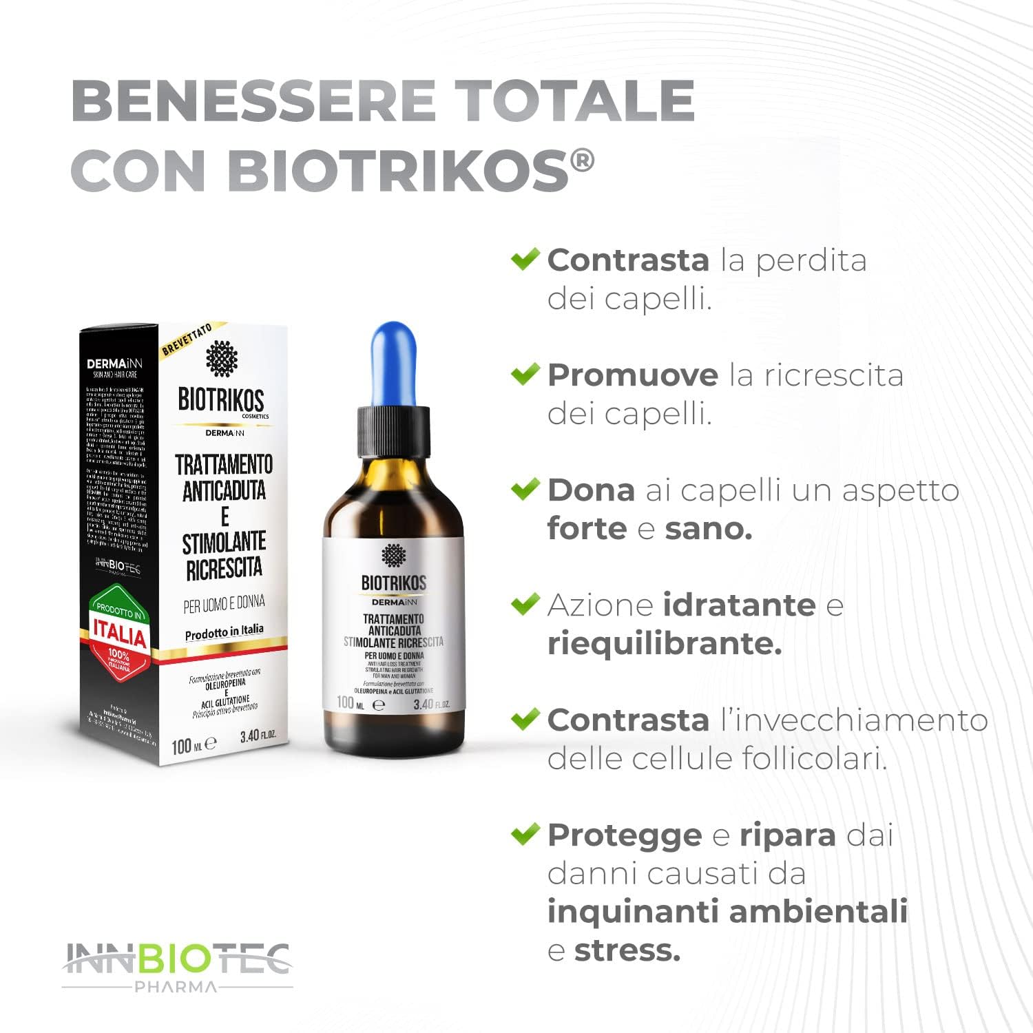 Detalle 2 de Biotrikos Siero Anticaduta Capelli e Barba – Lozione notte, fiale dosatrici, crescita e rinforzo