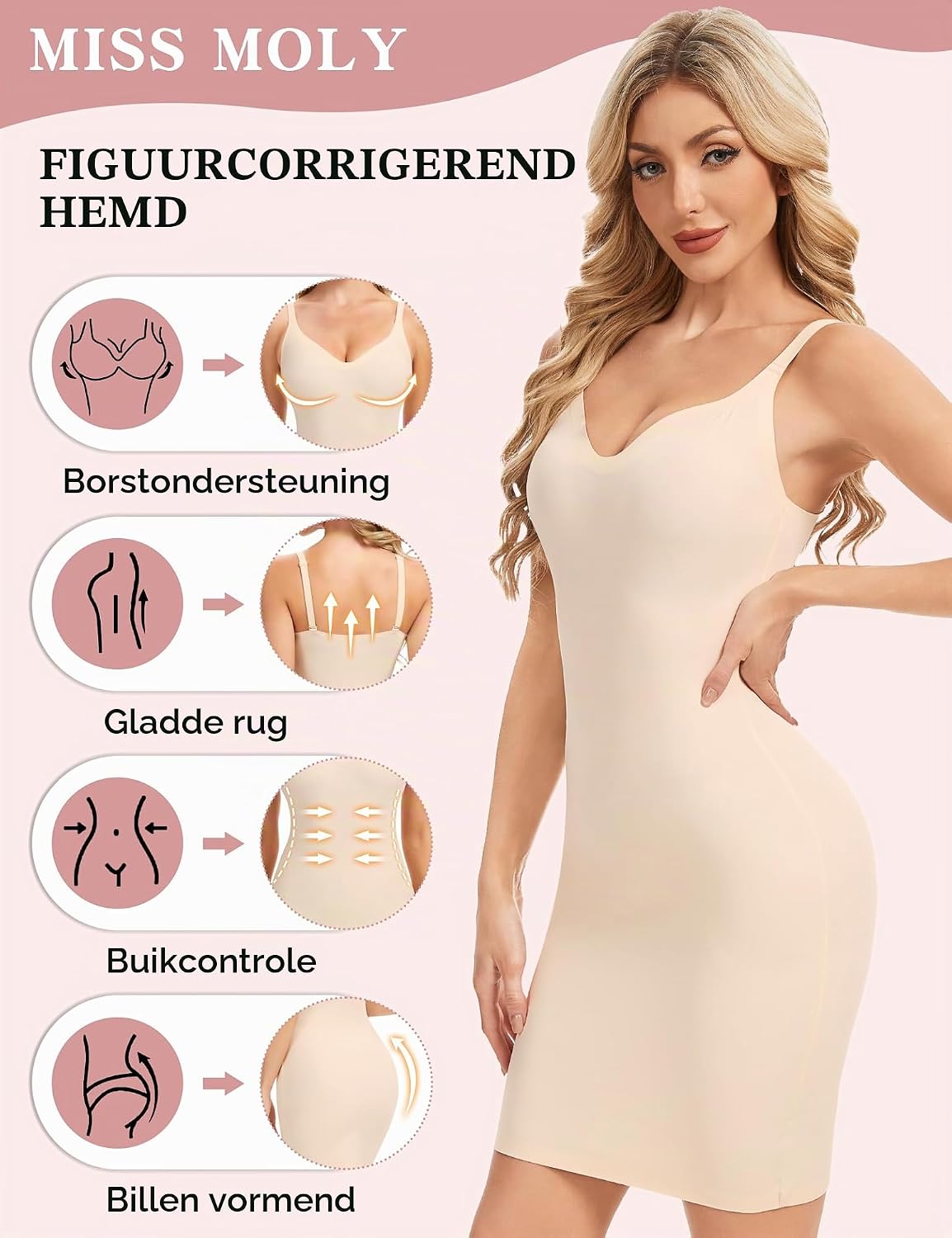 Thumbnail 1 de MISS MOLY corrigerende onderjurk met bandjes en naadloze vorm