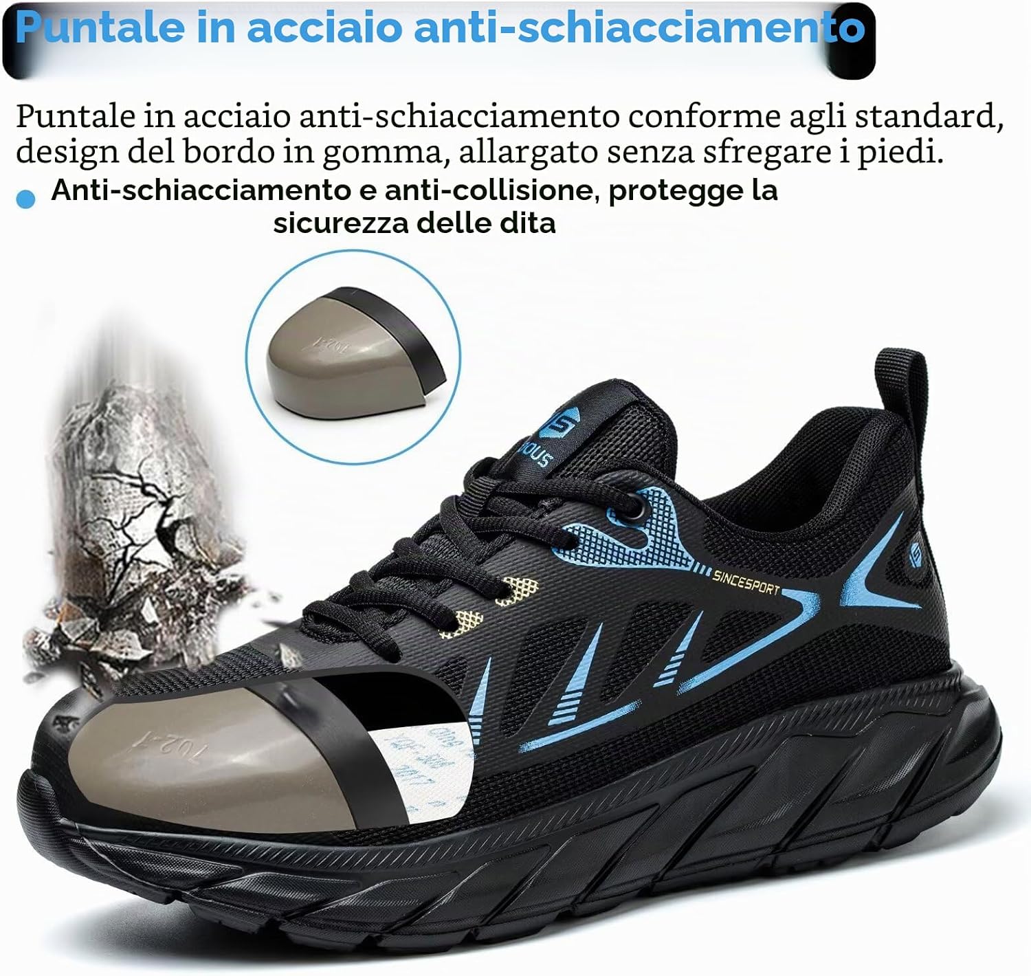 Thumbnail 2 de Scarpe Antinfortunistiche ISOOUS da Uomo leggere con punta in acciaio antiscivolo (blu)
