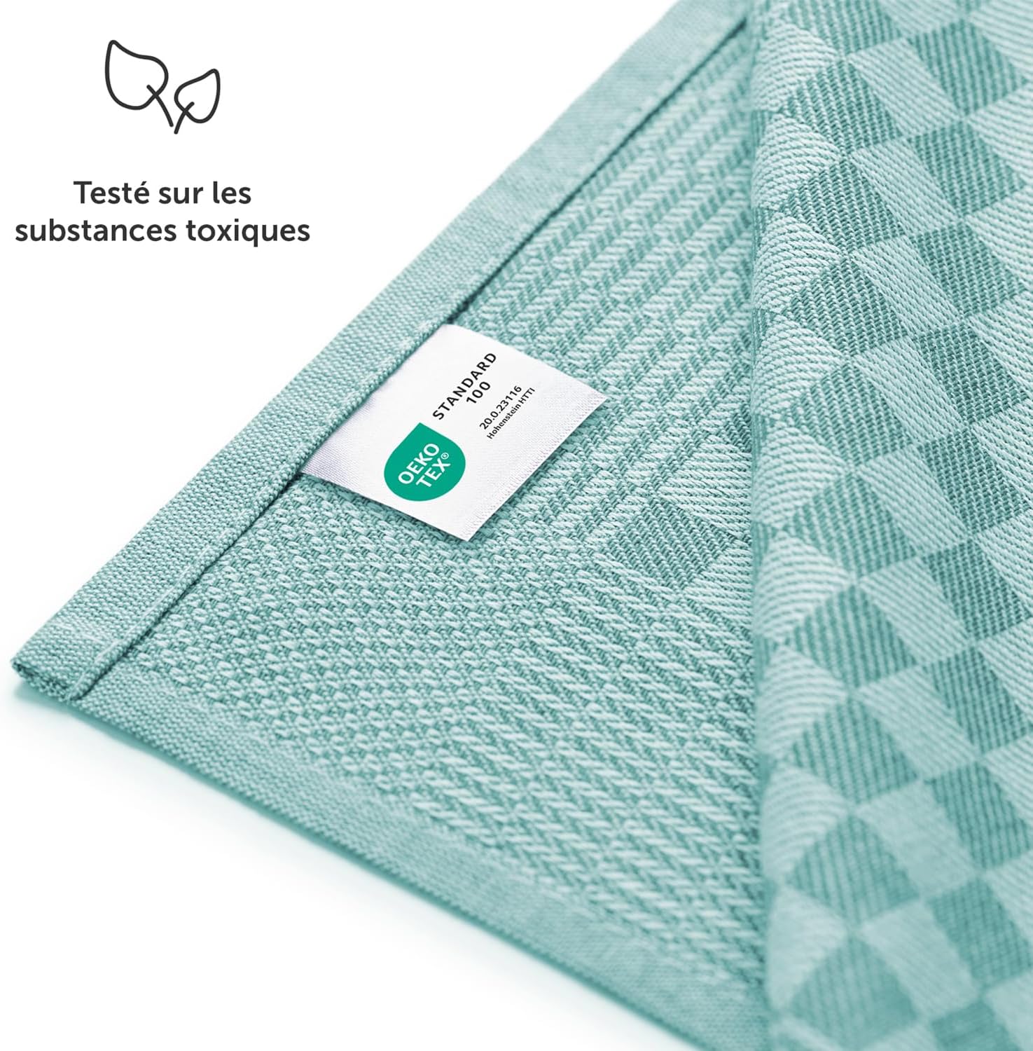 Thumbnail 6 de Blumtal torchon Cuisine – Lot de 20, 50 x 70 cm, coton 100%, motif carreaux vert menthe, certifiés Oeko-Tex