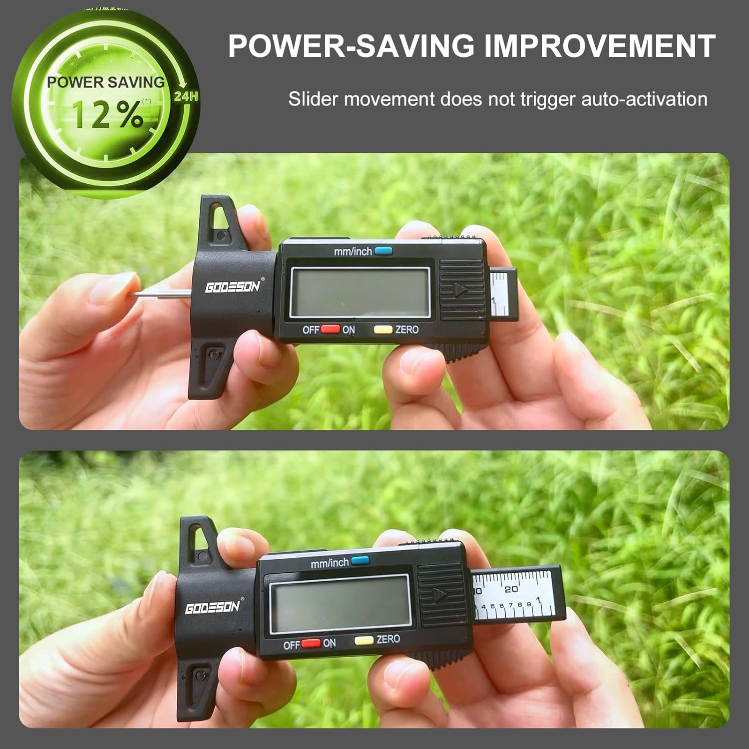 Thumbnail 1 de GODESON Digital Tyre Tread Depth Gauge (UK) – 0–25.4mm/0–1in, 0.01mm accuracy with large LCD