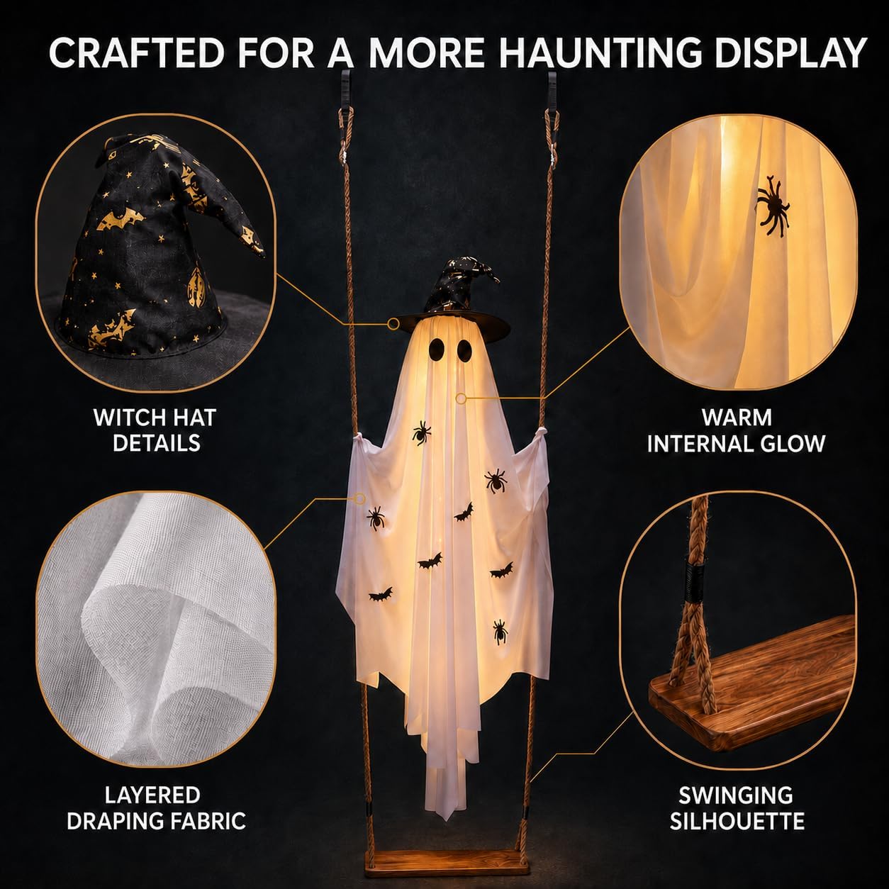 Detalle 1 de Halloween Hanging Ghost Decoration, 5.9 ft