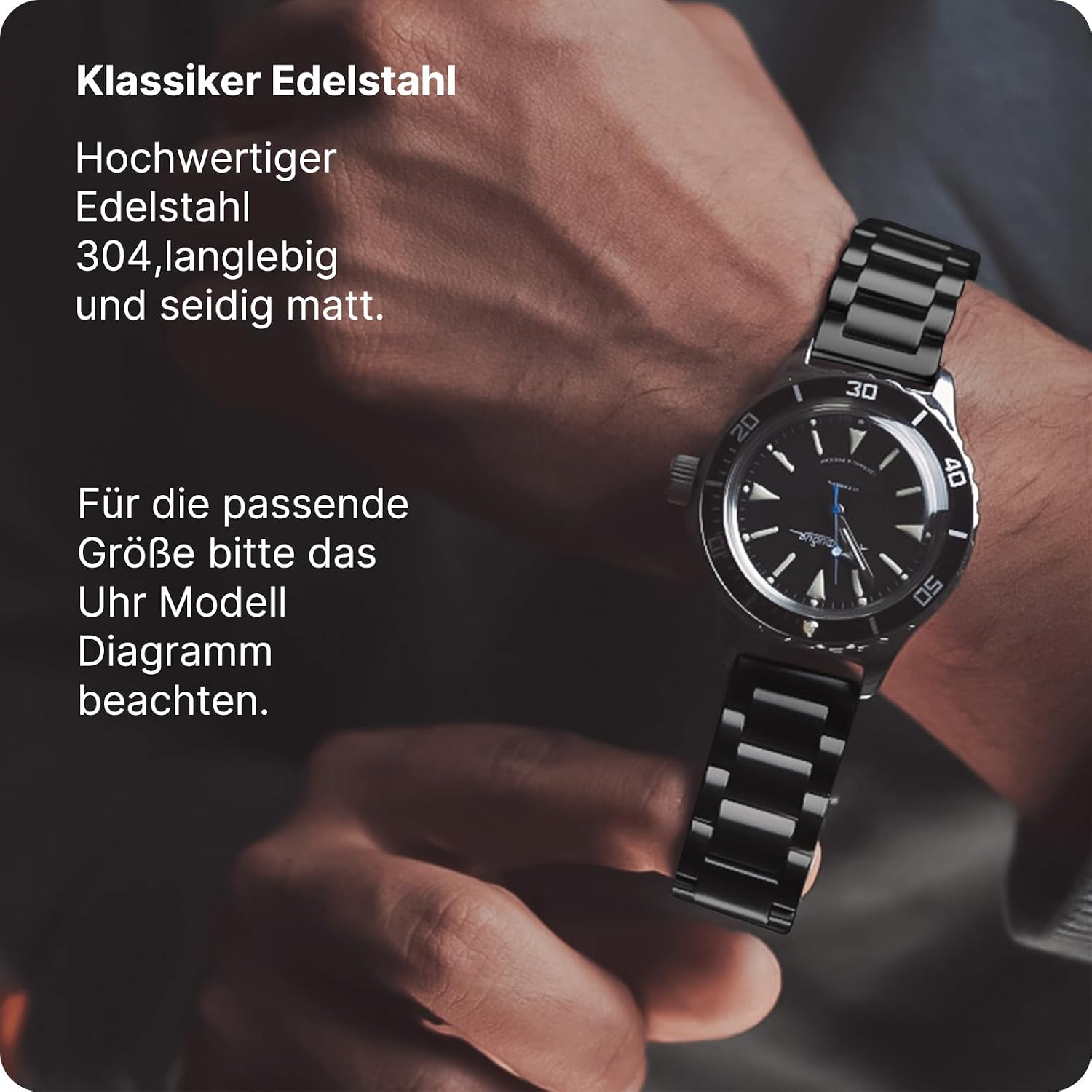 Detalle de Fullmosa Edelstahl-Uhrenarmband 22 mm – Robust, edel und vielseitig kompatibel