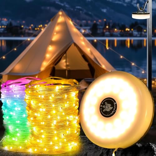 Detalle de GCCATE 10M Camping String Lights Retractable Fairy Lights, Coloured
