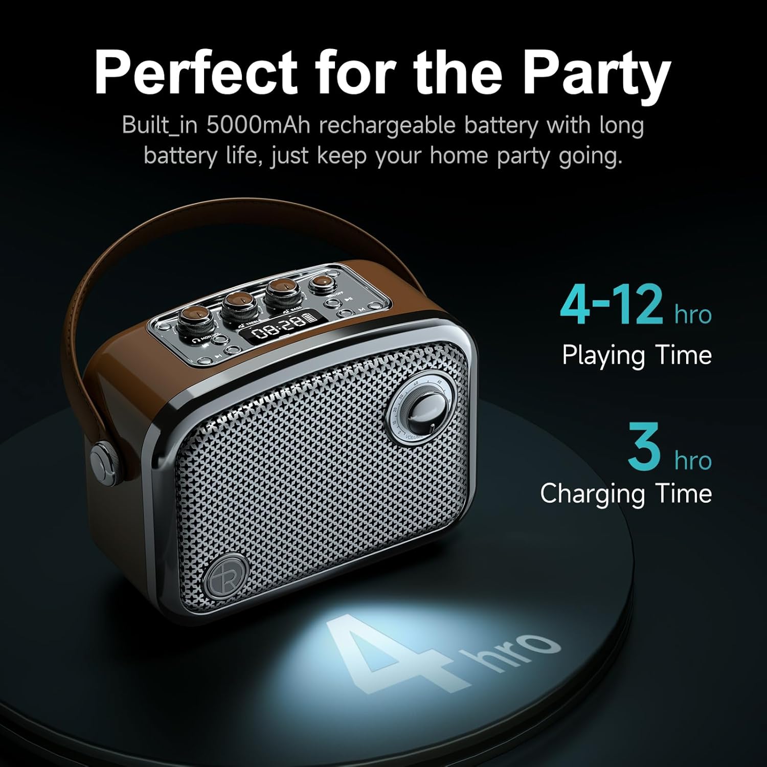 Thumbnail 2 de TOMPROAD Altoparlante Bluetooth portatile in stile retrò marrone: eleganza vintage e praticità