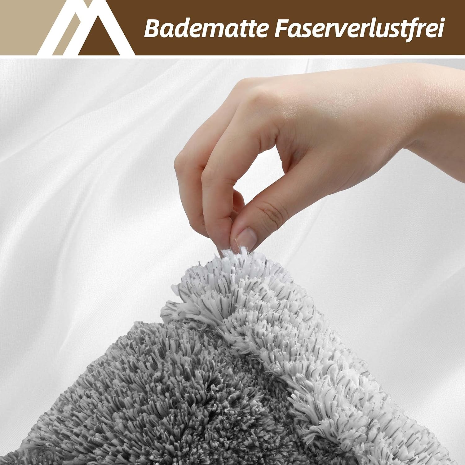 Detalle de COSY HOMEER Badezimmerteppich 40 x 60 cm – Flauschige, rutschfeste Badematte in Grau