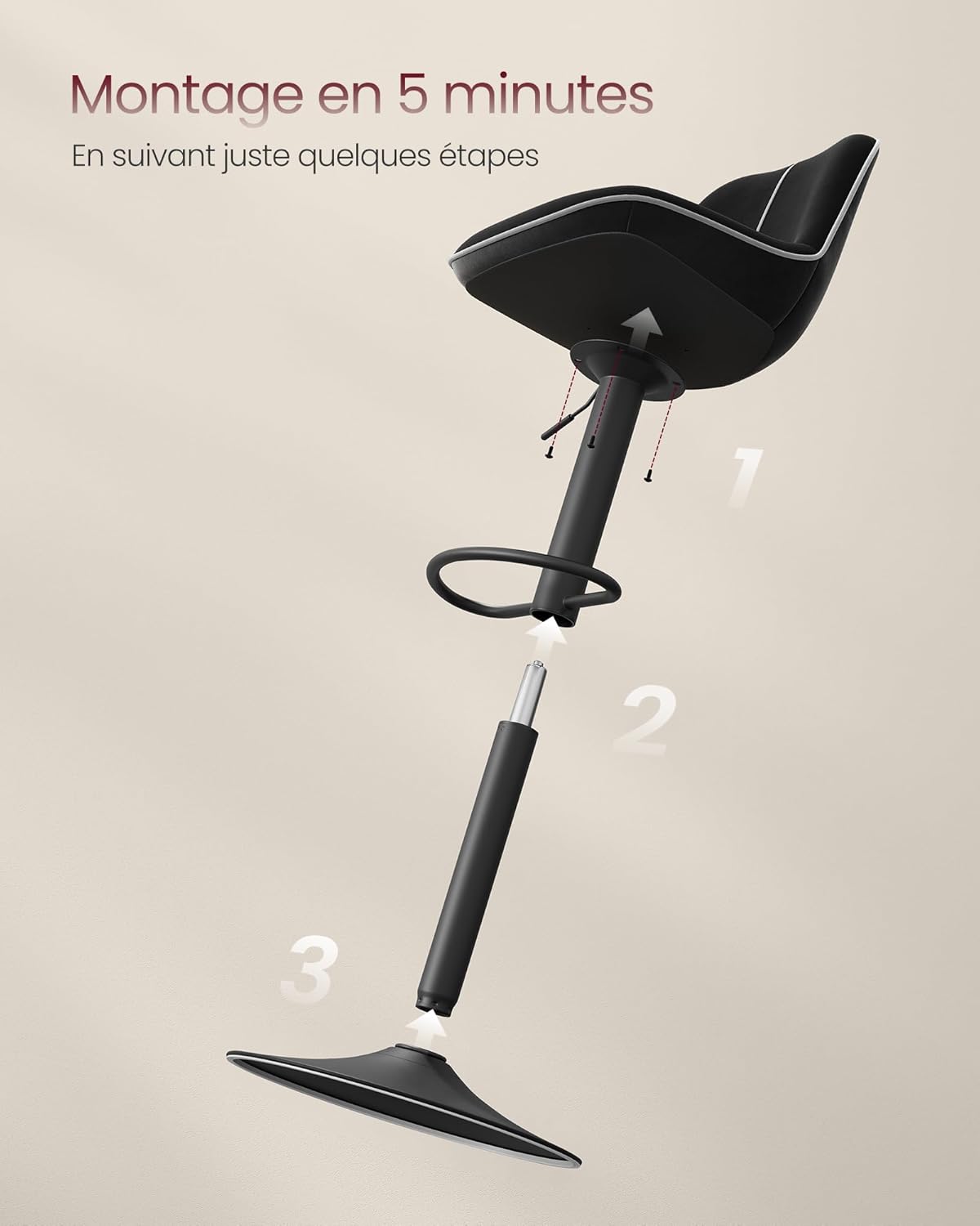 Thumbnail 6 de VASAGLE LJB188B01 Tabouret de bar réglable 45 cm