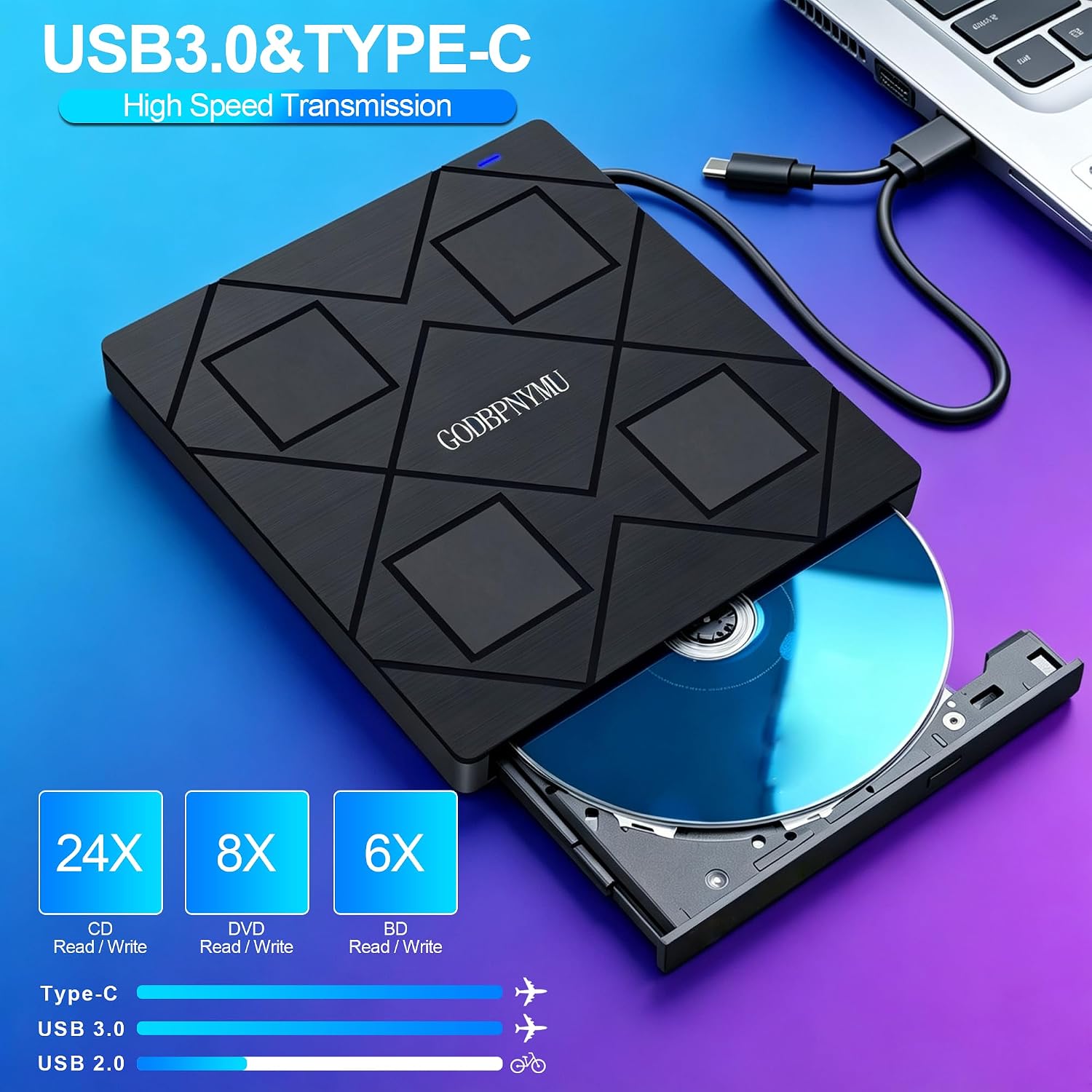 Thumbnail 1 de GODBPNYMU bt638 External Blu-ray Drive, 8-in-1 USB-C Hub & Card Reader