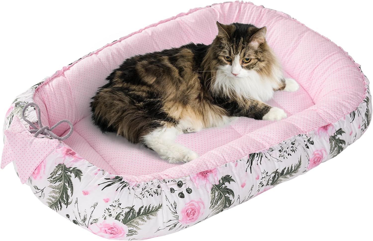 Detalle de Medi Partners Katzenbett Hundebett 75x60x10 cm – Cocoon-Nest mit gekauertem Rand, OEKO-TEX zertifiziert