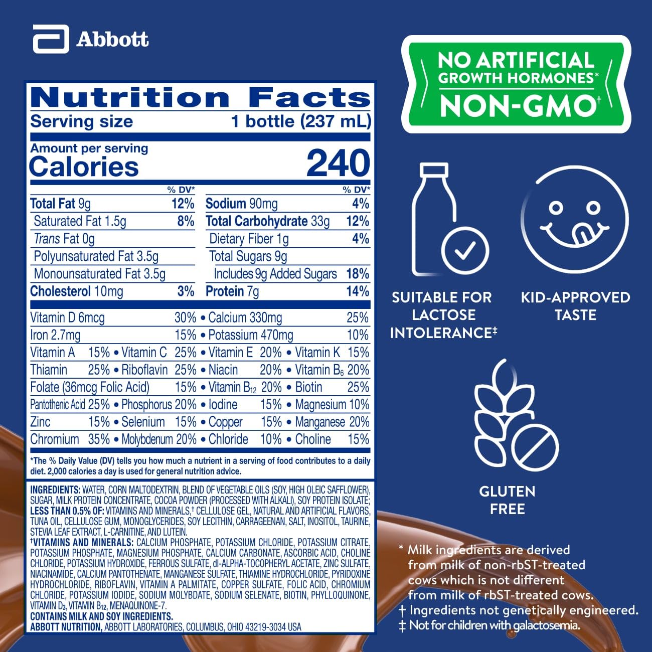 Detalle de PediaSure Grow & Gain Kids Nutrition Shake, Chocolate, 7g Protein — 24 Pack