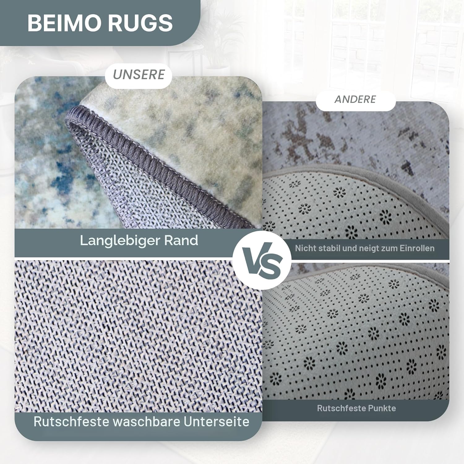 Thumbnail 2 de BEIMO Waschbarer Teppich Wohnzimmer 200x290 cm – Abstrakt Blauverlauf, rutschfest & pflegeleicht