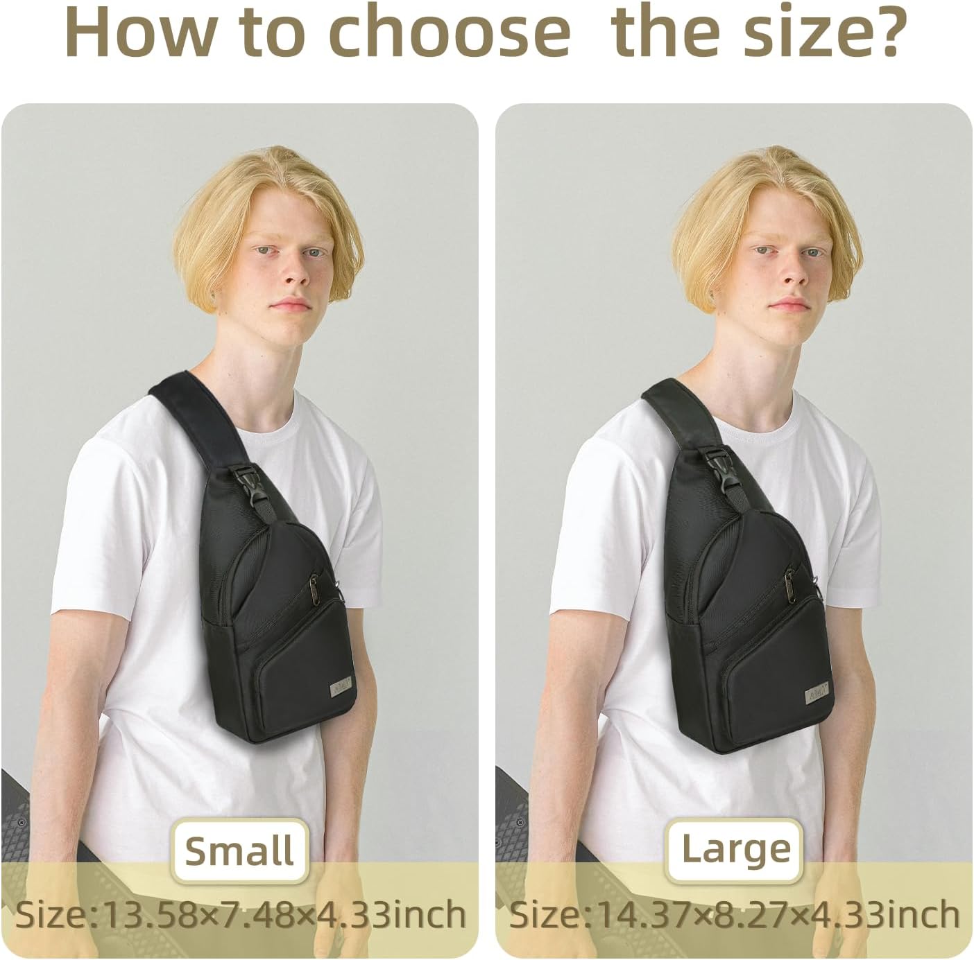 Thumbnail 6 de AMJ Crossbody Sling Bag for Men and Women — Nylon, 5 Pockets, USB-C Charging, Reversible Strap