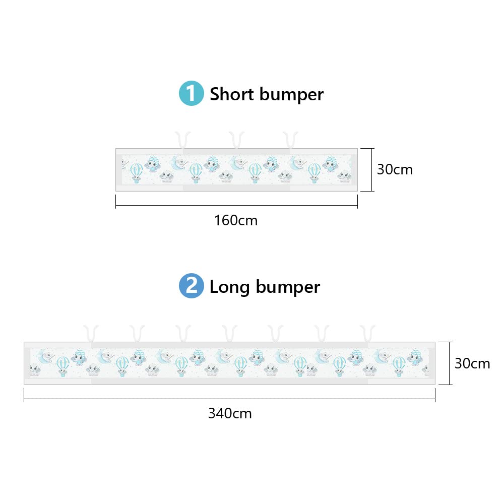 Detalle de Aolso Bettumrandung Babybett mit abnehmbaren Nestchen (2-teilig), 340 cm + 160 cm lang, Elefanten