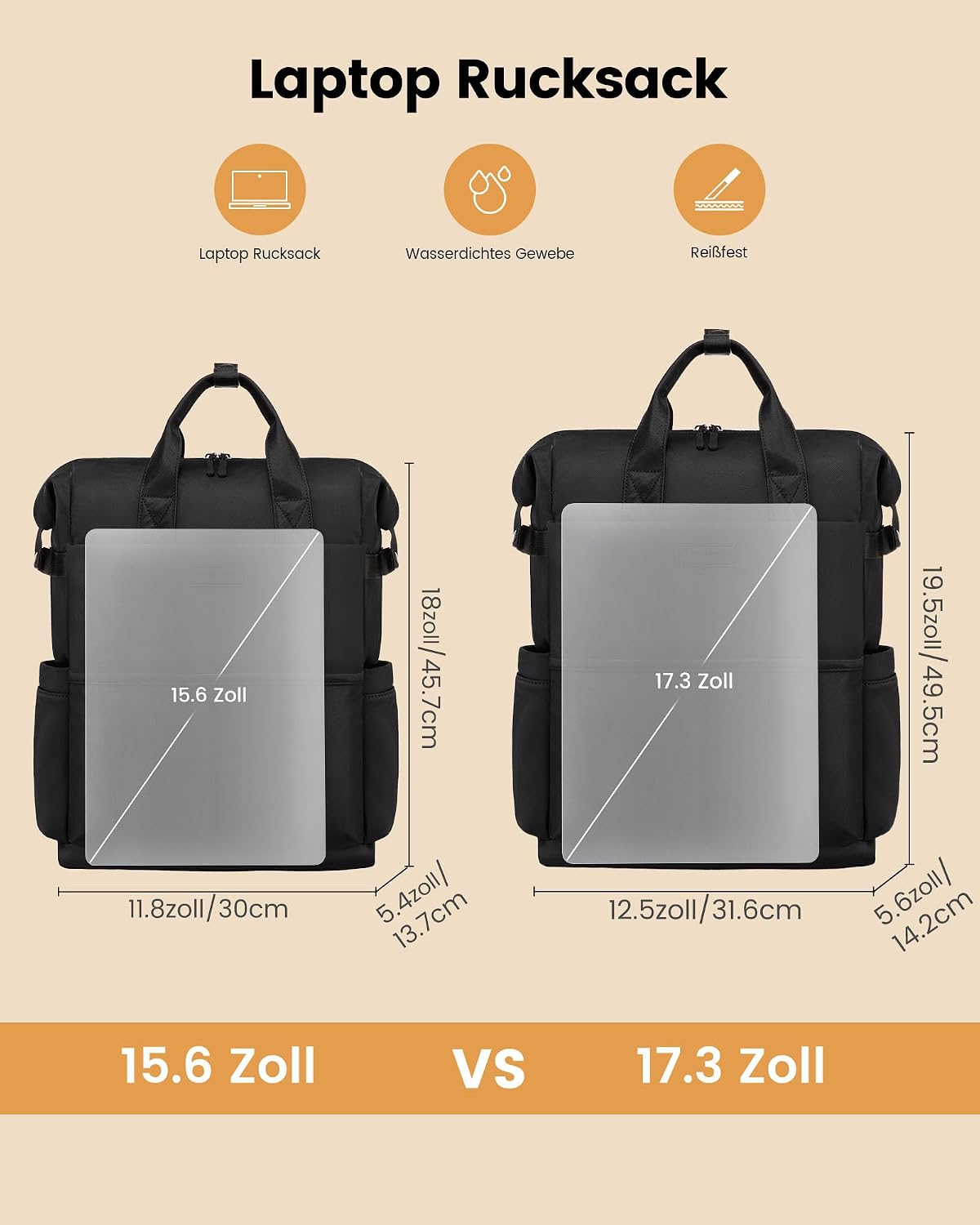 Detalle de LOVEVOOK Rucksack Laptop 15,6 Zoll