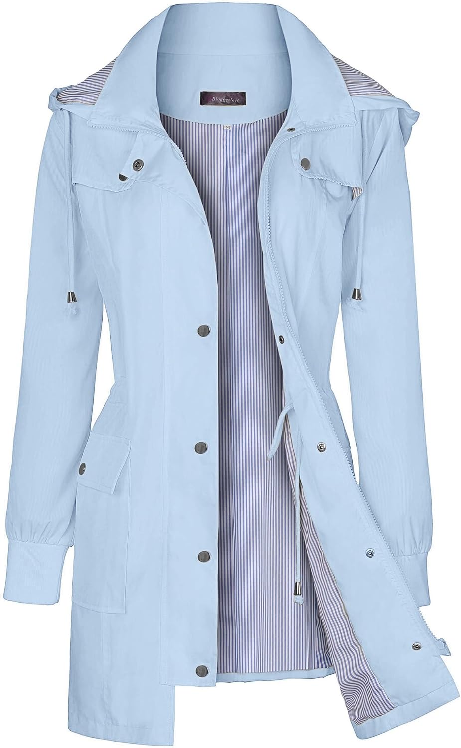 Thumbnail 5 de Bloggerlove Lightweight Waterproof Rain Jacket for Women with Detachable Hood (Striped Lining)