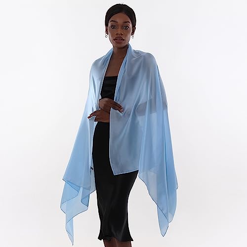 Thumbnail 5 de PIOYMEYA chal azul para mujer ligero tipo pashmina, estola y fular para boda o fiesta