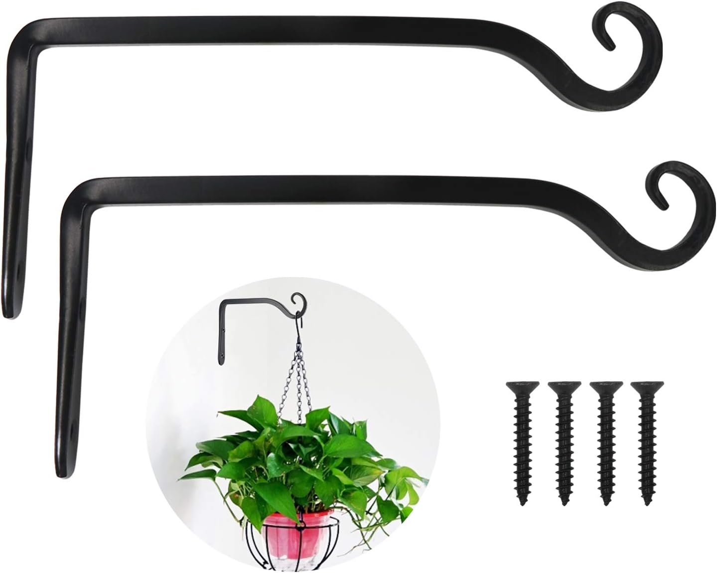 Detalle de LOOGI Pflanzenhalterung & Blumenampelhalter aus Eisen mit Wandhaken, 25 cm – 2 Stück