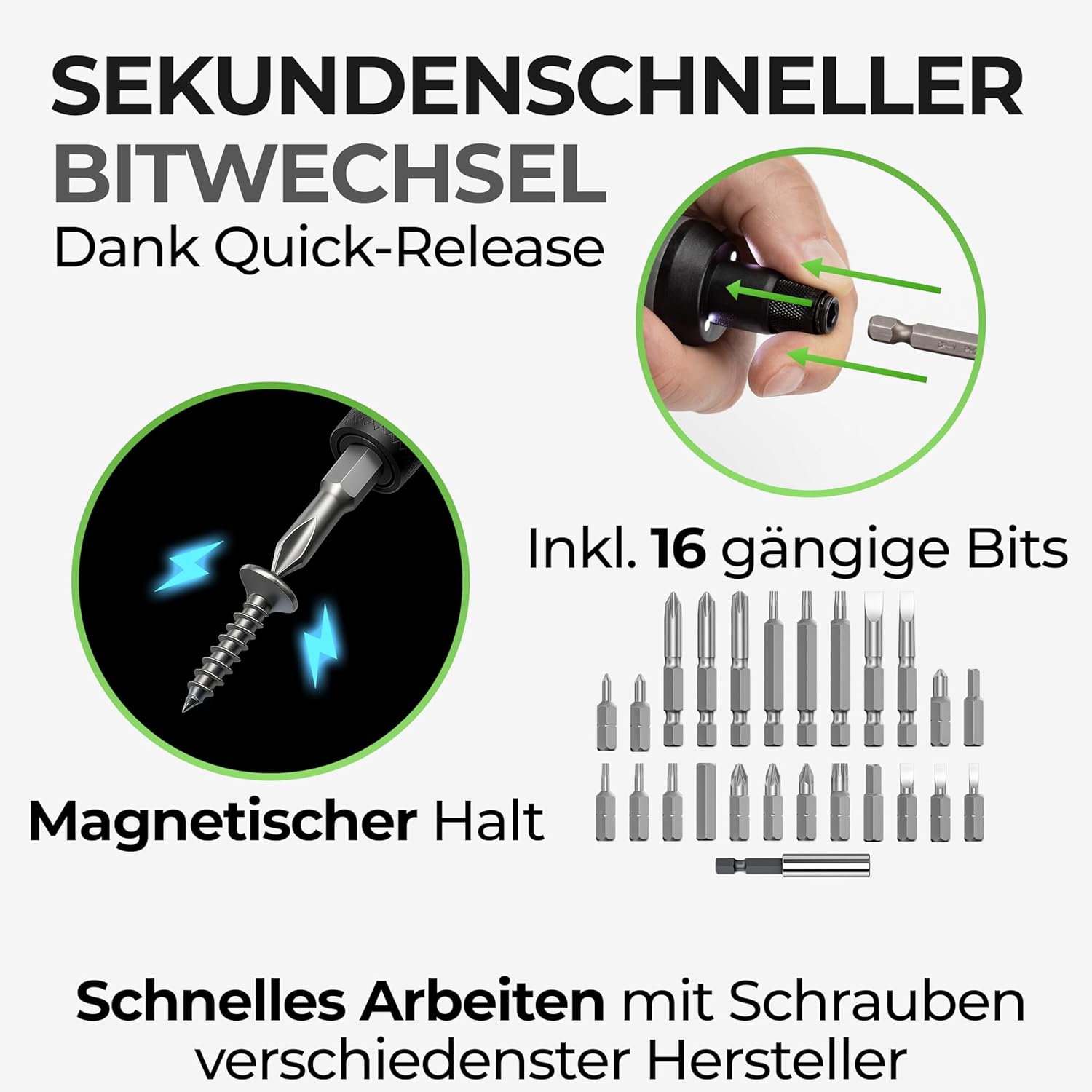 Thumbnail 2 de Set di cacciaviti elettrici a batteria 3,7 V con 16 punte e cavo USB-C