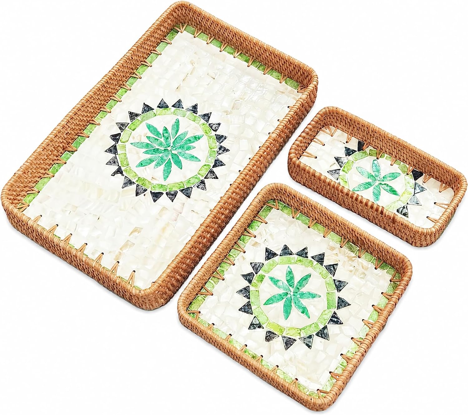 Detalle de i-lan Rattan Tray Set of 3