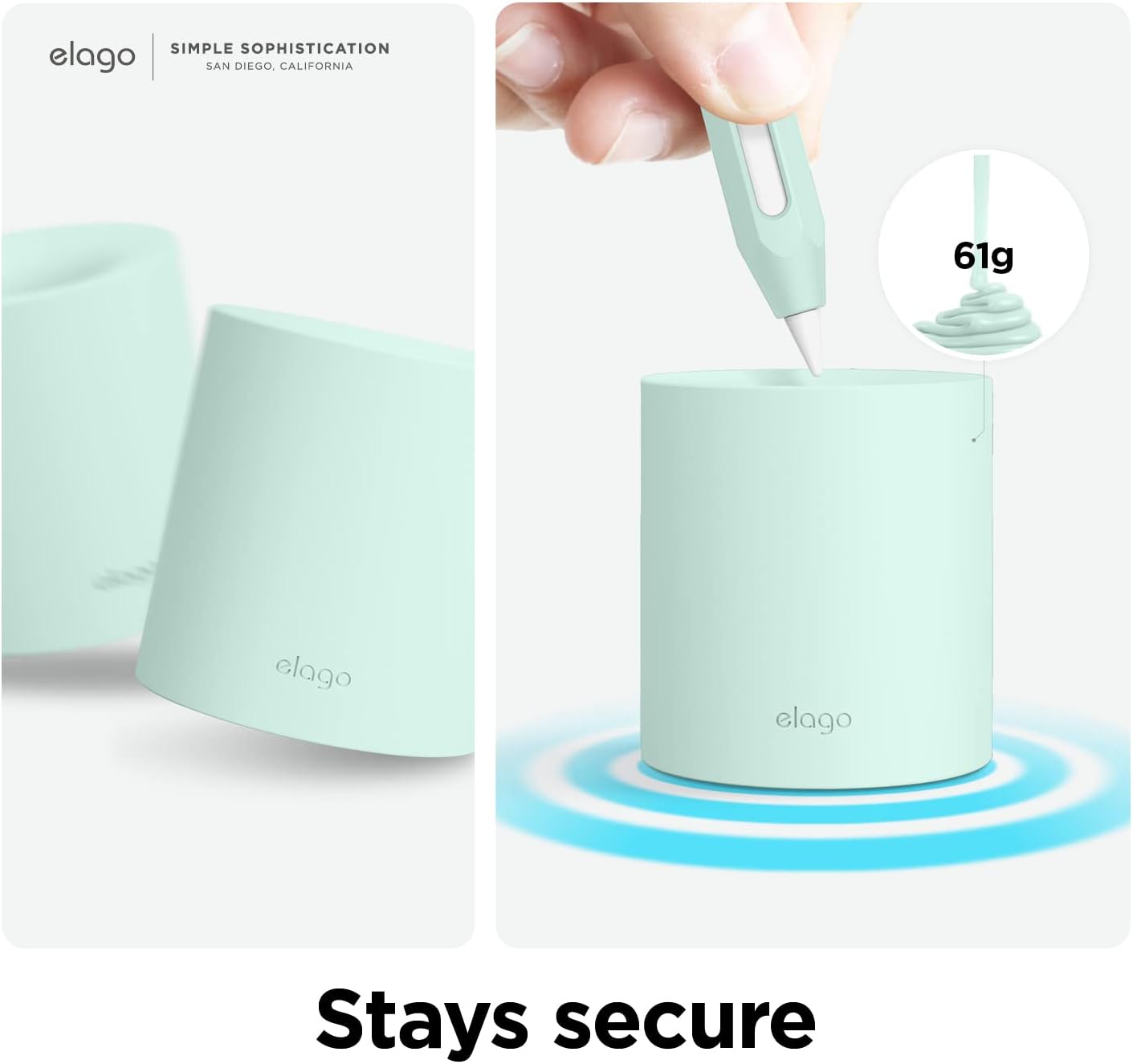 Thumbnail 5 de elago Pencil Stand for Apple Pencil Pro and tablet styluses (Mint) — silicone dock stand