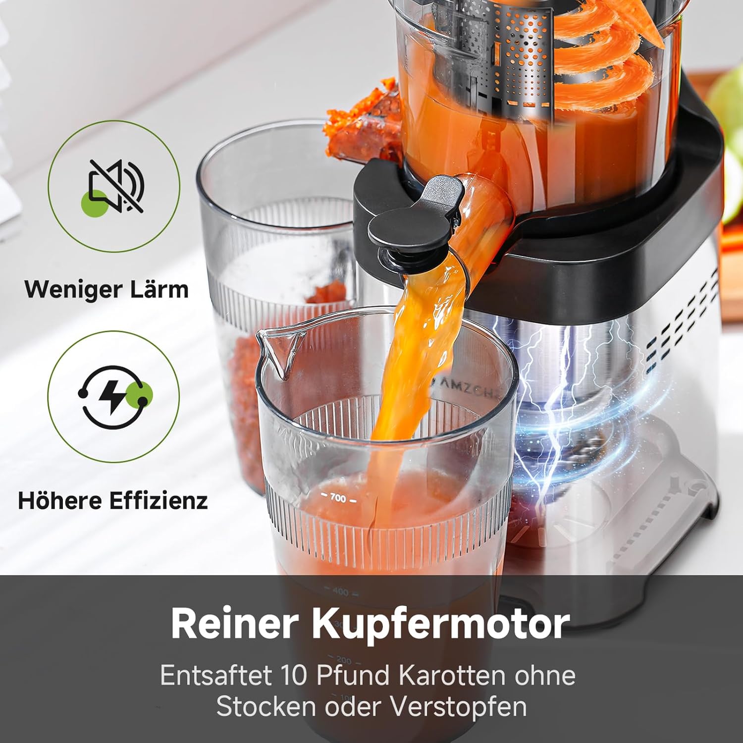 Thumbnail 4 de AMZCHEF Entsafter Slow Juicer 136 mm
